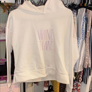 Women's Cream Hoodie with Pink Text RAE DUNN